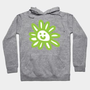 Green Daisy Flower Smiley Face Graphic Hoodie